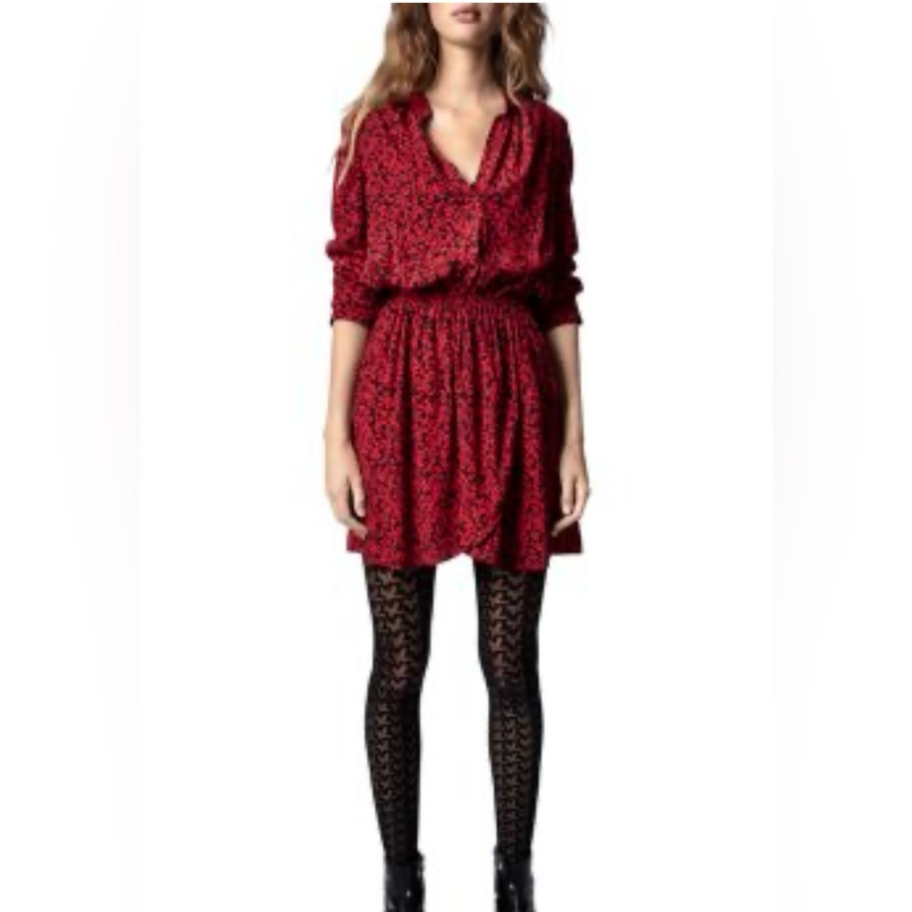 Zadig & Voltaire Rinka Small Bico Flowers Dress. Red. XS. Pristine.